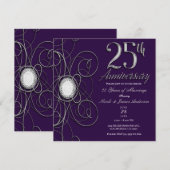 Invitation Diamant violet et argent 25 fête du 25e anniversai (Devant / Derrière)