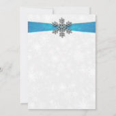 Invitation Diamante Snowflake & Blue Ribbon Mariage d'hiver (Dos)