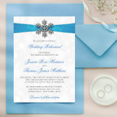 Invitation Diamante Snowflake & Blue Ribbon Mariage d'hiver