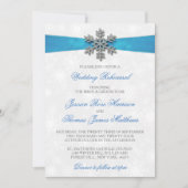 Invitation Diamante Snowflake & Blue Ribbon Mariage d'hiver (Devant)