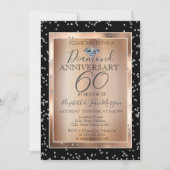 Invitation Diamants Argent,Anniversaire de Mariage en Or Rose (Devant)
