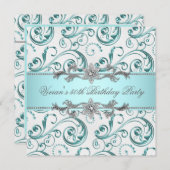 Invitation Diamants Argent Bleu Toutes les occasions (Devant / Derrière)