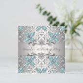 Invitation Diamants Argent Bleu Toutes Occasion Fête Invitati (Debout devant)