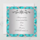 Invitation Diamants Argent Bleu Toutes Occasion Fête Invitati (Dos)