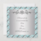 Invitation Diamants Argent Bleu Toutes Occasion Fête Invitati (Dos)