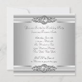 Invitation Diamants Argent Crème d'Ivoire Blanc Fête d'Annive (Dos)