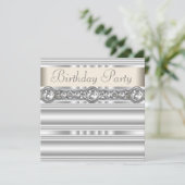 Invitation Diamants Argent Crème d'Ivoire Blanche Fête d'Anni (Debout devant)