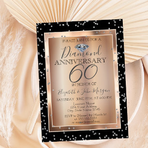 Invitation Diamants Argent, Noces de Rose en Or