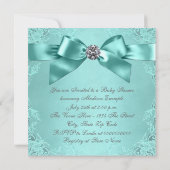 Invitation Diamants blancs Baby shower bleu Turquoise (Dos)