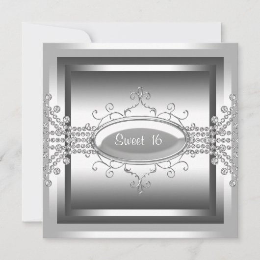 Invitation Diamants blancs Douceur blanche 16 Anniversaire (Devant)