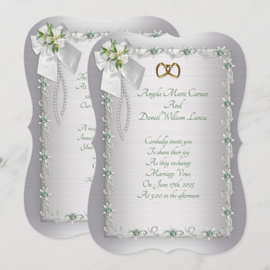 Invitation diamants blancs élégants (Devant / Derrière)