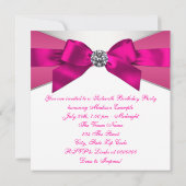 Invitation Diamants blancs Hot rose fête d'anniversaire (Dos)