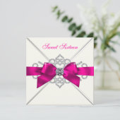 Invitation Diamants blancs Hot rose Sweet 16 Partie (Debout devant)