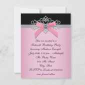 Invitation Diamants blancs Rose Black Sweet 16 Anniversaire (Dos)