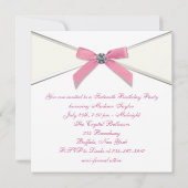 Invitation Diamants blancs rose sucré 16 Partie (Dos)