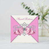 Invitation Diamants blancs Rose Sweet 16 Anniversaire (Debout devant)