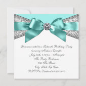 Invitation Diamants blancs Turquoise bleu sucré 16 Anniversai (Dos)