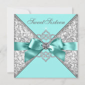 Invitation Diamants blancs Turquoise bleu sucré 16 Anniversai (Devant)