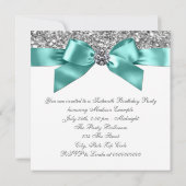 Invitation Diamants blancs Turquoise bleu sucré 16 Anniversai (Dos)