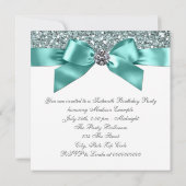 Invitation Diamants blancs Turquoise bleu sucré 16 Anniversai (Dos)