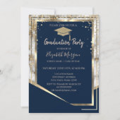 Invitation Diamants Bleus Marine Casquette de Remise de Diplô (Devant)