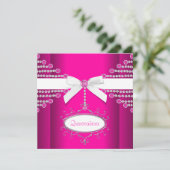 Invitation Diamants Bow Quinceanera rose chaud (Debout devant)