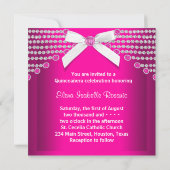 Invitation Diamants Bow Quinceanera rose chaud (Dos)