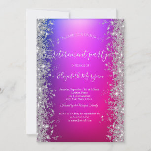 Invitation Diamants Brillant Argenté Violet Retraite