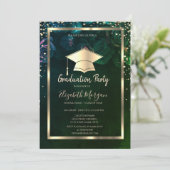 Invitation Diamants Cap Grad Chic Roses Diplôme (Debout devant)