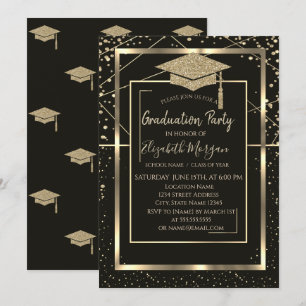 Invitation Diamants Casquette de Remise de Diplôme Géométriqu