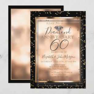 Invitation Diamants Chic Élégant, Cadre Mariage Anniversaire