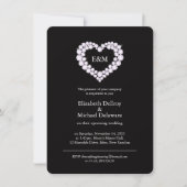Invitation Diamants dans un coeur noir mariage (Devant)