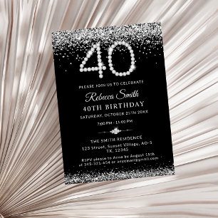 Invitation Diamants d'argent de luxe 40e fête d'anniversaire