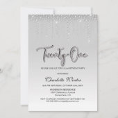 Invitation Diamants d'argent glamour 21e fête d'anniversaire (Devant)
