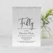 Invitation Diamants d'argent glamour 50e fête d'anniversaire (Debout devant)
