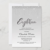 Invitation Diamants d'argent glamour Surprise 18e anniversair (Devant)