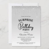 Invitation Diamants d'argent glamour Surprise fête d'annivers (Devant)
