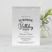 Invitation Diamants d'argent glamour Surprise fête d'annivers (Debout devant)