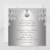 Invitation Diamants d'argent Sweet sixteen blanc fête d'anniv (Dos)