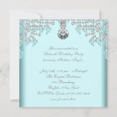 Invitation Diamants d'argent Turquoise bleu doux 16 Anniversa (Dos)