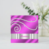 Invitation Diamants de bijoux blancs roses chauds Argent Anni (Debout devant)