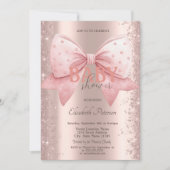 Invitation Diamants de Bow rose Poussière Rose or Baby shower (Devant)