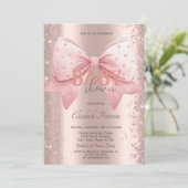 Invitation Diamants de Bow rose Poussière Rose or Baby shower (Debout devant)