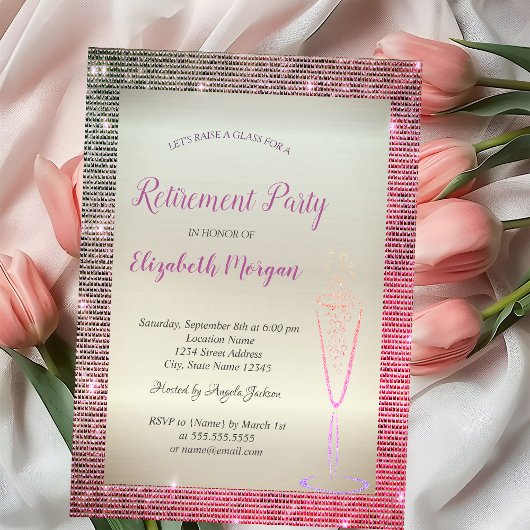 Invitation Diamants de cadre de verre de vin Diamants de retr