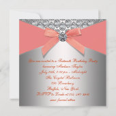 Invitation Diamants de corail Coral Sweet 16 Anniversaire Fêt (Dos)