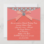 Invitation Diamants de corail Coral Sweet 16 Anniversaire Fêt (Dos)