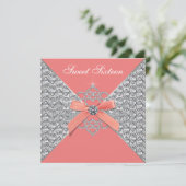 Invitation Diamants de corail Coral Sweet 16 Anniversaire Fêt (Debout devant)
