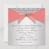 Invitation Diamants de corail Coral Sweet 16 Anniversaire Fêt (Dos)