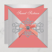 Invitation Diamants de corail et Corail fête d'anniversaire (Devant / Derrière)