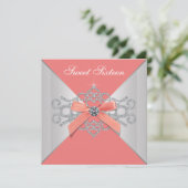 Invitation Diamants de corail et Corail fête d'anniversaire (Debout devant)